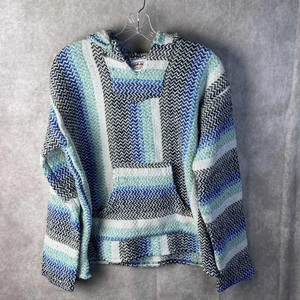 Ron Jon Surf Shop Mens Medium Baja Hoodie Blanket Pullover Blue